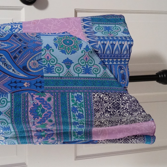 🆕️ 💜HTF Alice & Trixie💜 - Blue/Purple Floral Faux Wrap Halter Neck Silk Dress - Picture 8 of 14